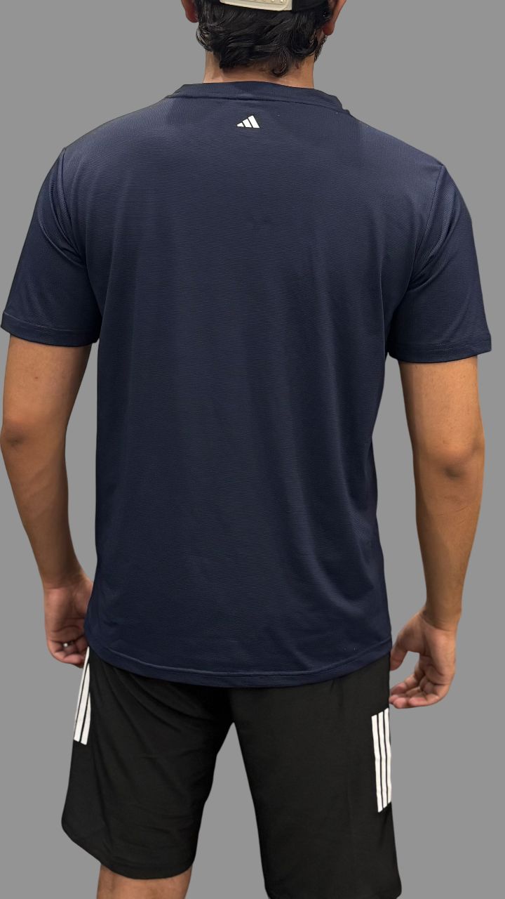 Adi Navy T-Shirts with Logo Triline on Chest