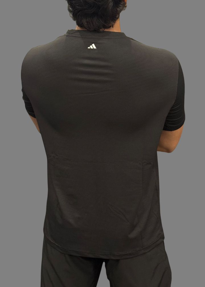 Adi Black T-Shirts with Triline on Sleeves